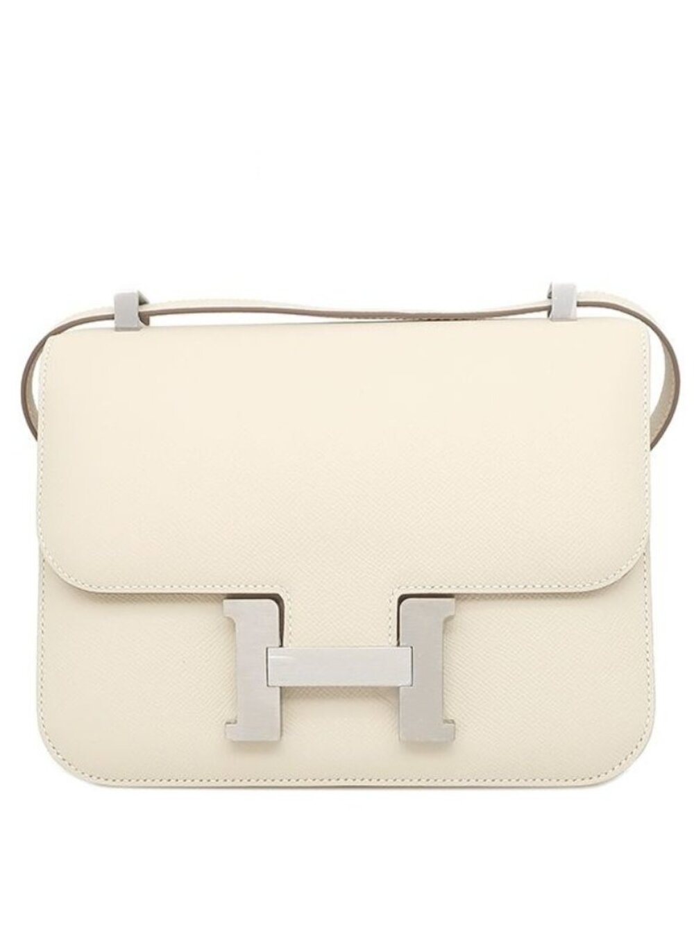 Hermes Shoulder Bag Constance 24 Miroir Veau Epsom Craie Silver Hair Line